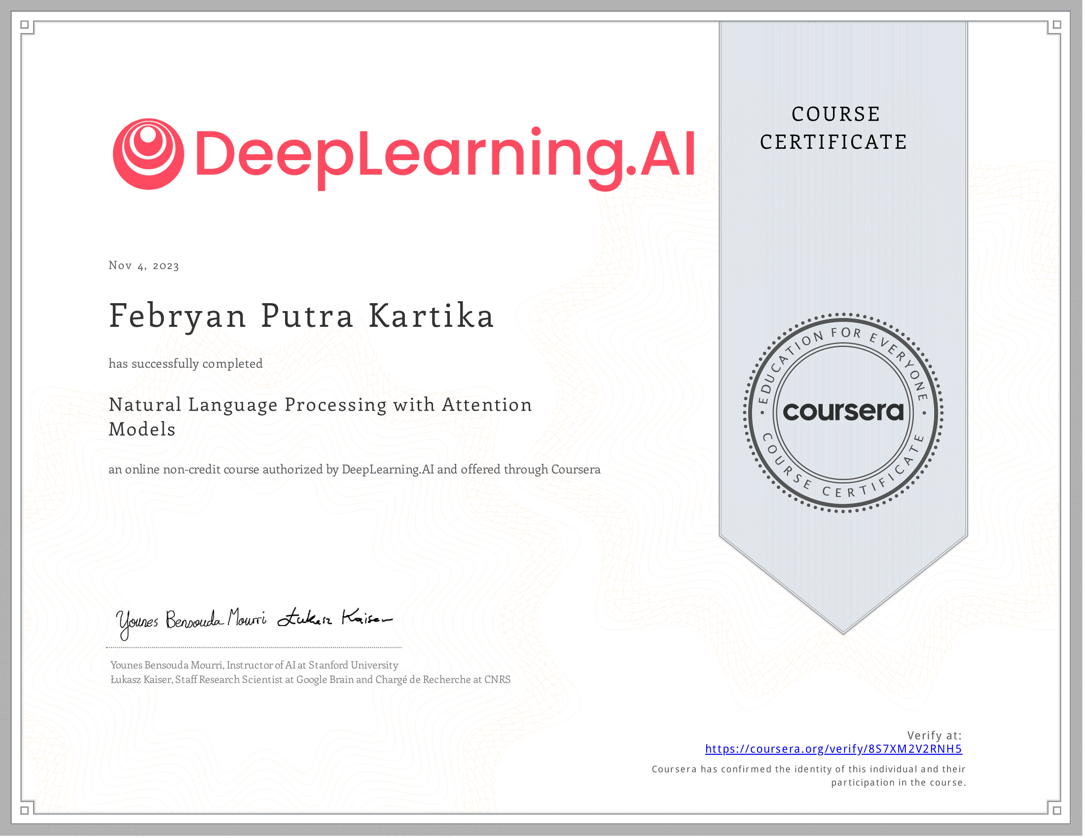 Natural Language Processing with Attention Models